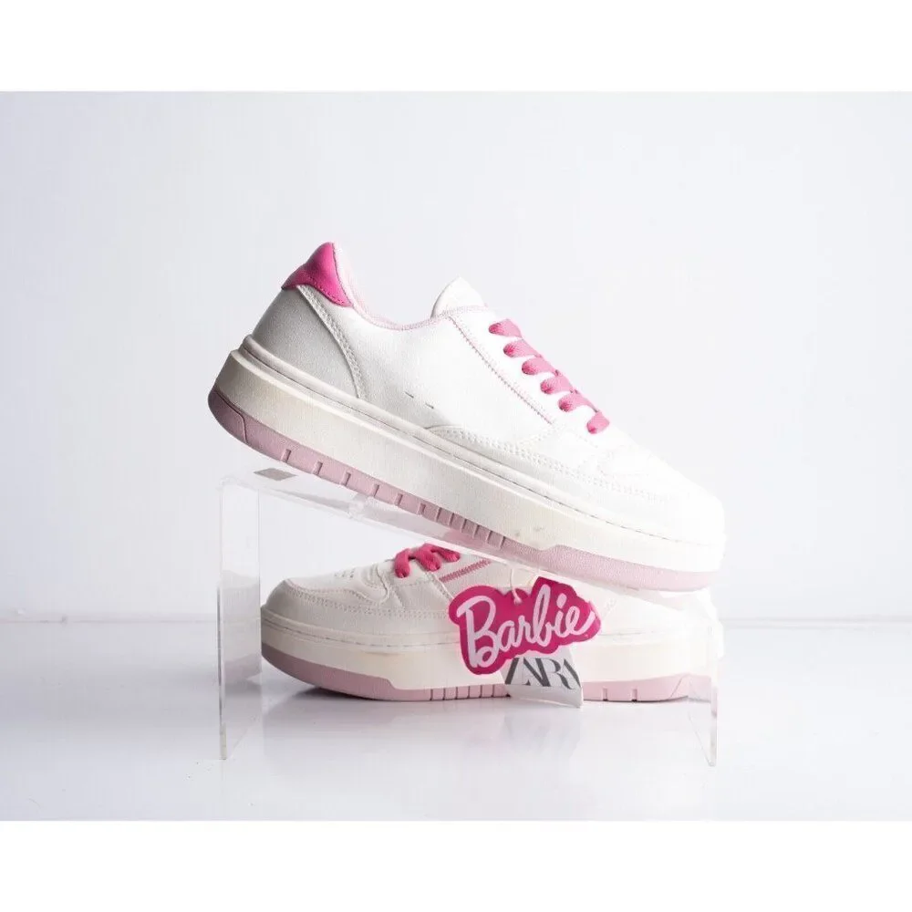 Zara Kids Girls Barbie Sneakers White Pink Barbiecore US 4 EU 36 3464/330 NWT